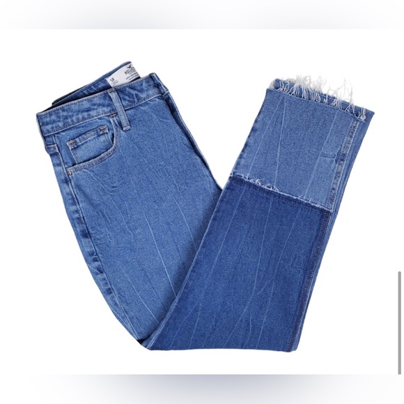Hollister mid blue curvy high rise patchwork mom jeans size 15R W32/L27 new - Picture 14 of 14